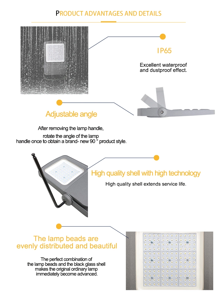 130lm/W LED Work Light IP66 LED Spotlight Waterproof Projector 50W 100W 150W 200W Tunnel Stadium Tennis Court Light LED Flood Light